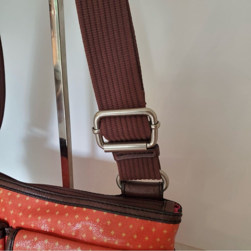 Fossil Key-Per Vintage Coated Orange Canvas Crossbody Bag Purse - Picture 5 of 11